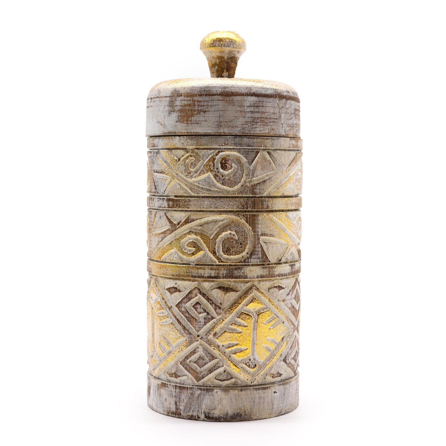White Gold Wooden Trinket Jar